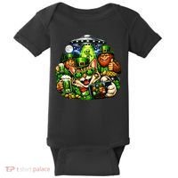Cat Selfie Alien Leprechaun Bigfoot UFO St Patricks Day Baby Bodysuit thumb 0