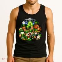 Cat Selfie Alien Leprechaun Bigfoot UFO St Patricks Day Tank Top thumb 3