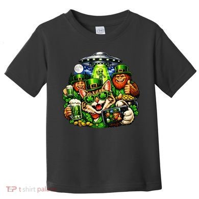 Cat Selfie Alien Leprechaun Bigfoot UFO St Patricks Day Toddler T-Shirt