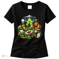 Cat Selfie Alien Leprechaun Bigfoot UFO St Patricks Day Women's T-Shirt thumb 0