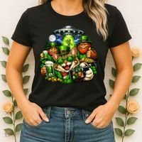 Cat Selfie Alien Leprechaun Bigfoot UFO St Patricks Day Women's T-Shirt thumb 2