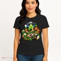 Cat Selfie Alien Leprechaun Bigfoot UFO St Patricks Day Women's T-Shirt thumb 4