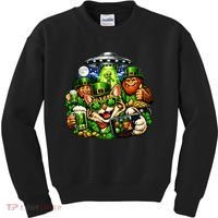Cat Selfie Alien Leprechaun Bigfoot UFO St Patricks Day Kids Sweatshirt thumb 0