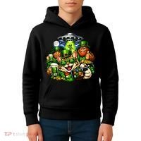 Cat Selfie Alien Leprechaun Bigfoot UFO St Patricks Day Kids Hoodie thumb 4