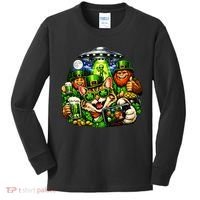 Cat Selfie Alien Leprechaun Bigfoot UFO St Patricks Day Kids Long Sleeve Shirt thumb 0