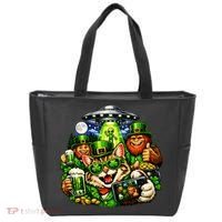 Cat Selfie Alien Leprechaun Bigfoot UFO St Patricks Day Tote Bag thumb 0
