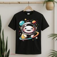 Cute Space Axolotl Kawaii Anime Space T-Shirt thumb 2