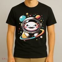 Cute Space Axolotl Kawaii Anime Space T-Shirt thumb 3