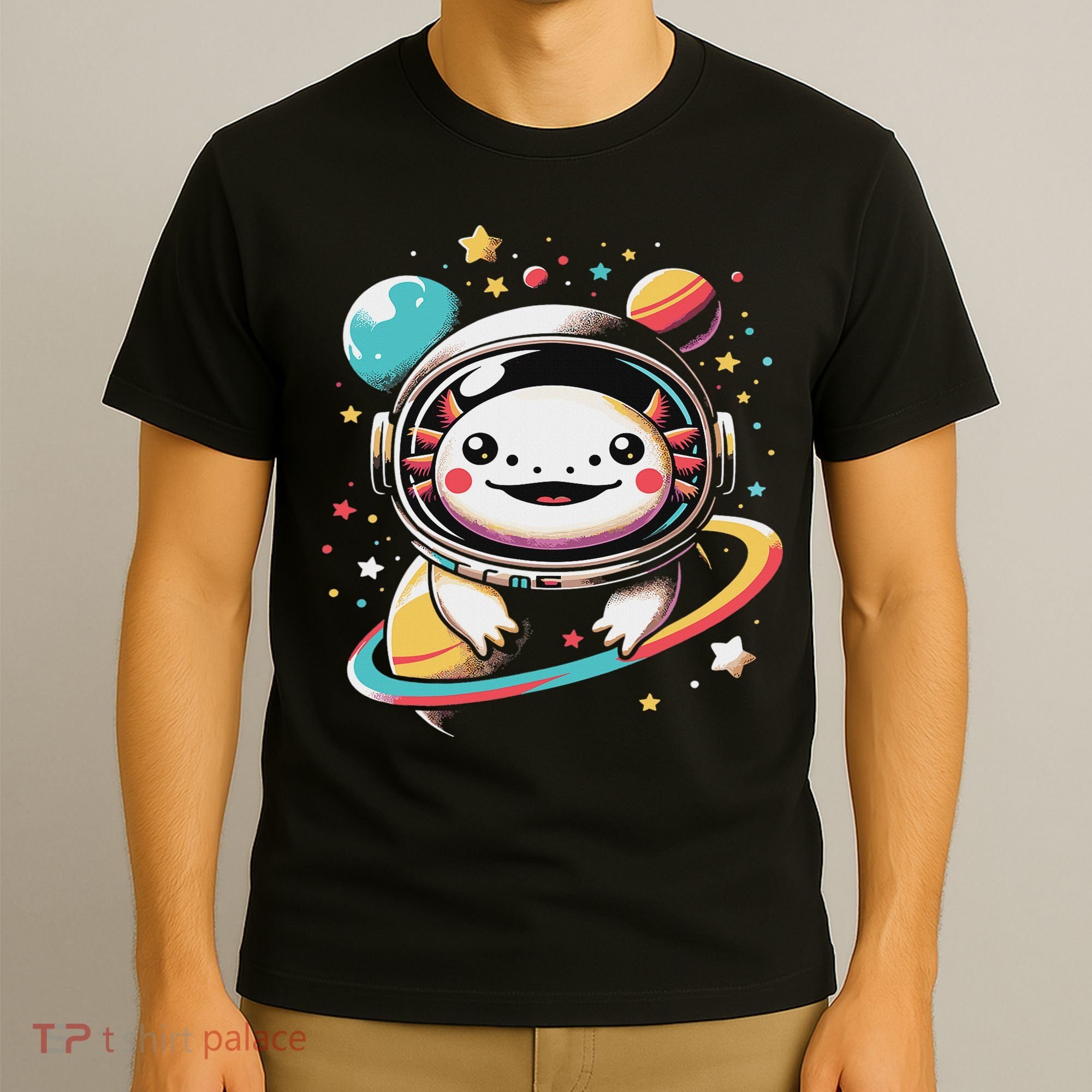 Cute Space Axolotl Kawaii Anime Space T-Shirt
