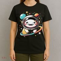 Cute Space Axolotl Kawaii Anime Space T-Shirt thumb 4