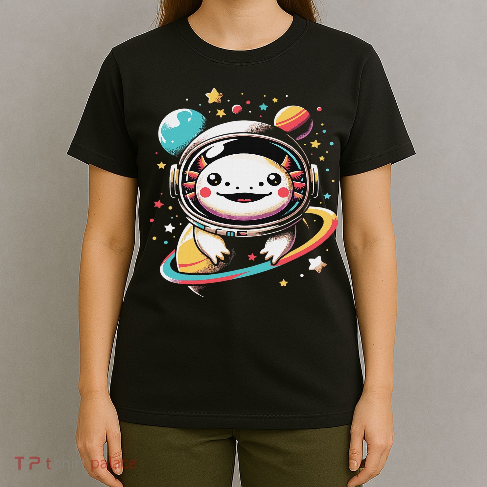 Cute Space Axolotl Kawaii Anime Space T-Shirt