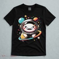Cute Space Axolotl Kawaii Anime Space T-Shirt thumb 5
