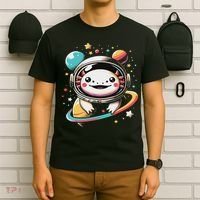 Cute Space Axolotl Kawaii Anime Space T-Shirt thumb 6