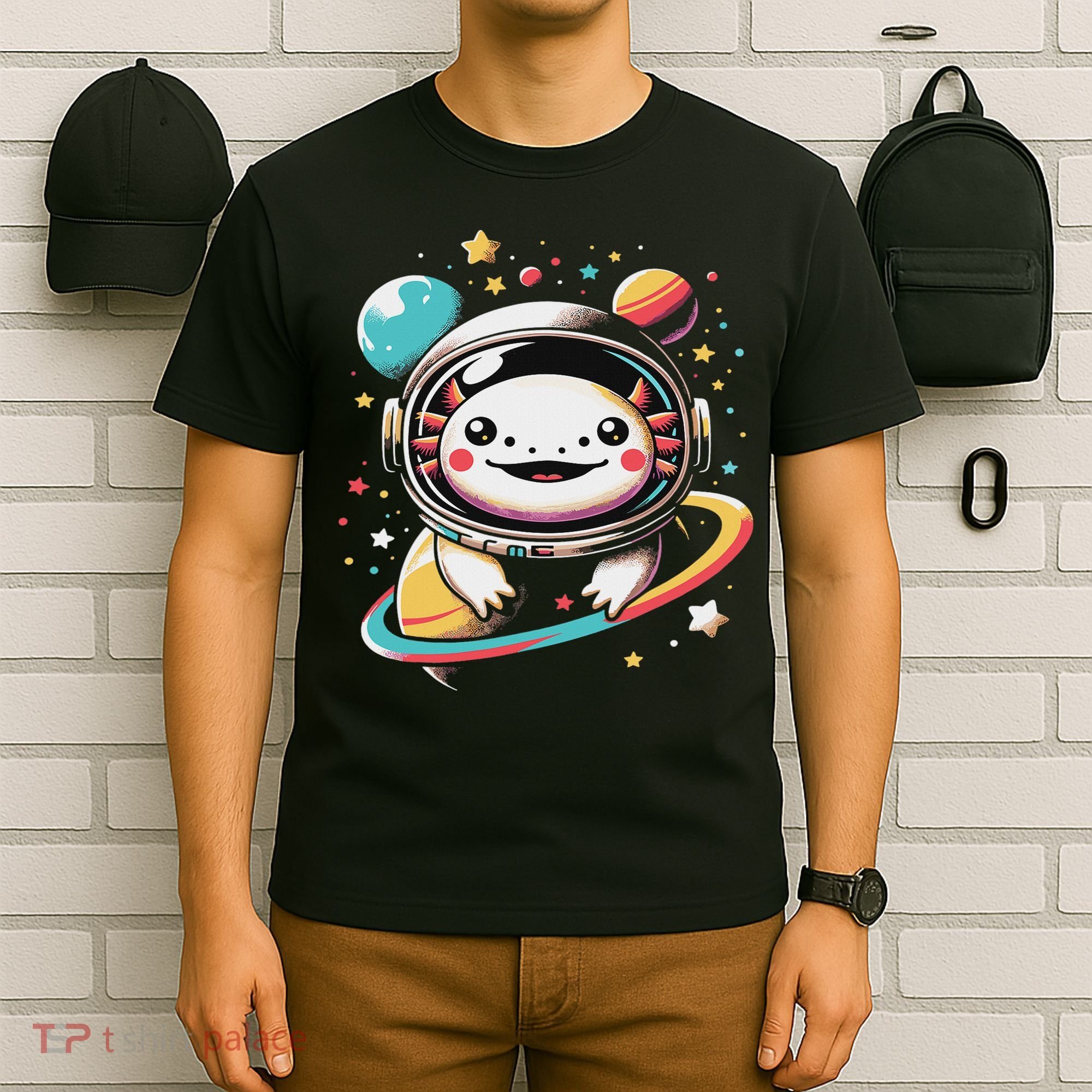 Cute Space Axolotl Kawaii Anime Space T-Shirt