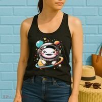Cute Space Axolotl Kawaii Anime Space Women's Tank Top thumb 2