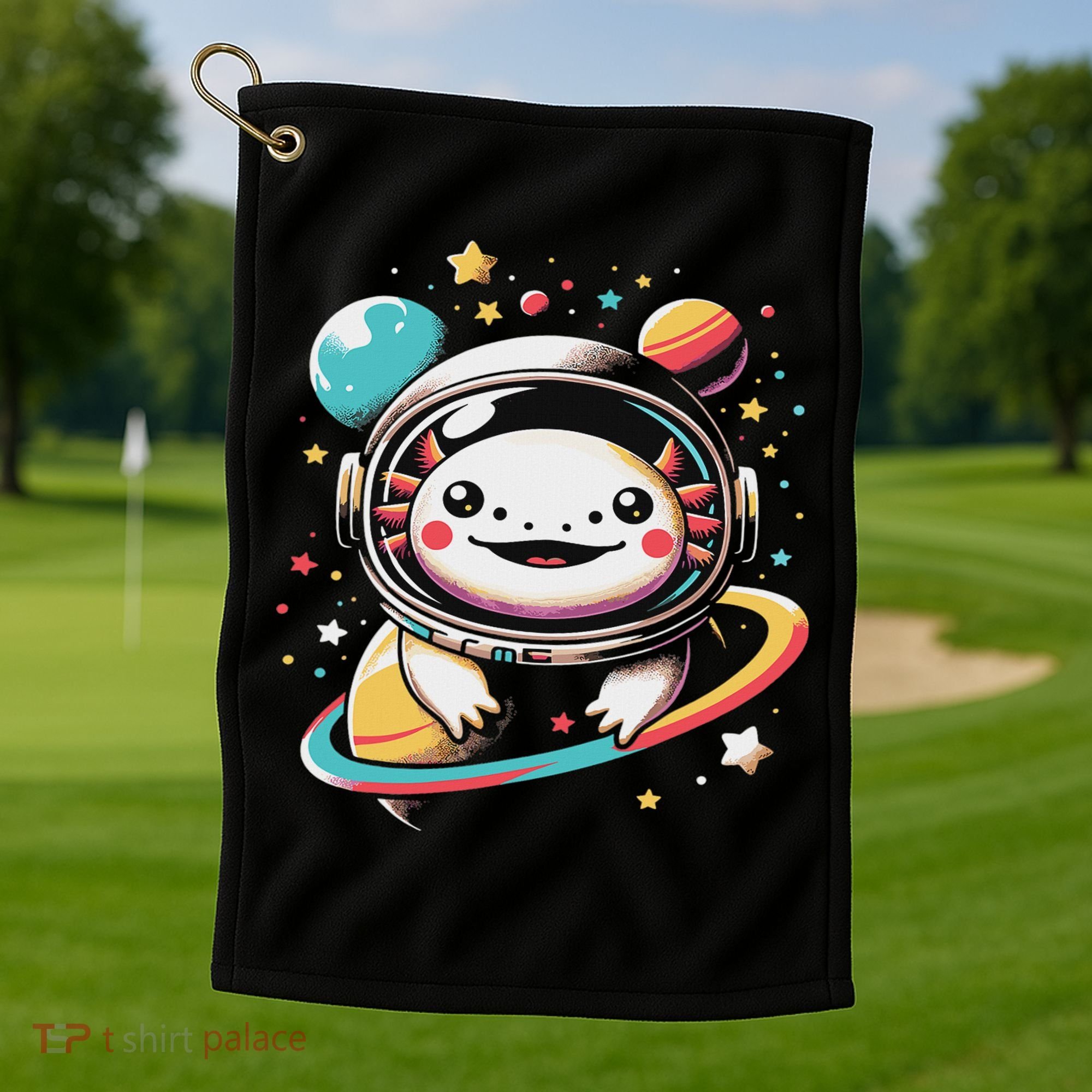 Cute Space Axolotl Kawaii Anime Space Golf Towel