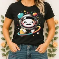 Cute Space Axolotl Kawaii Anime Space Women's T-Shirt thumb 2