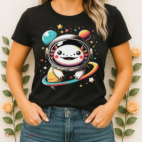 Cute Space Axolotl Kawaii Anime Space Women's T-Shirt