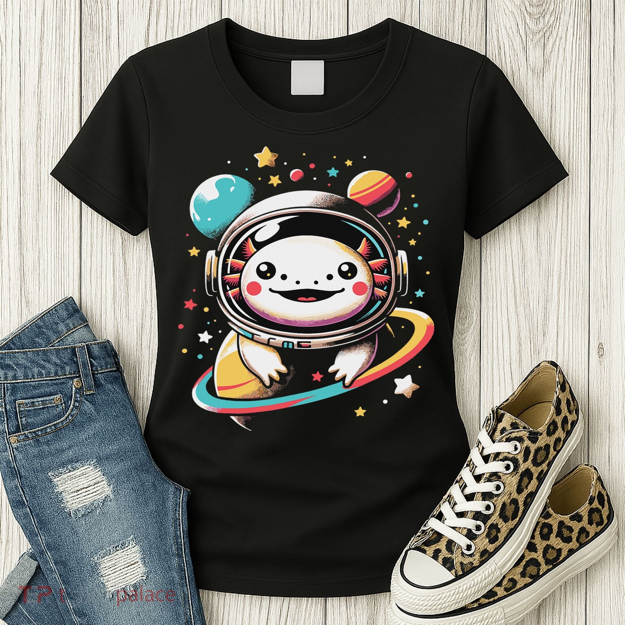 Cute Space Axolotl Kawaii Anime Space Women's T-Shirt