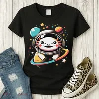 Cute Space Axolotl Kawaii Anime Space Women's T-Shirt thumb 3