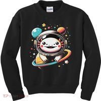 Cute Space Axolotl Kawaii Anime Space Kids Sweatshirt thumb 0
