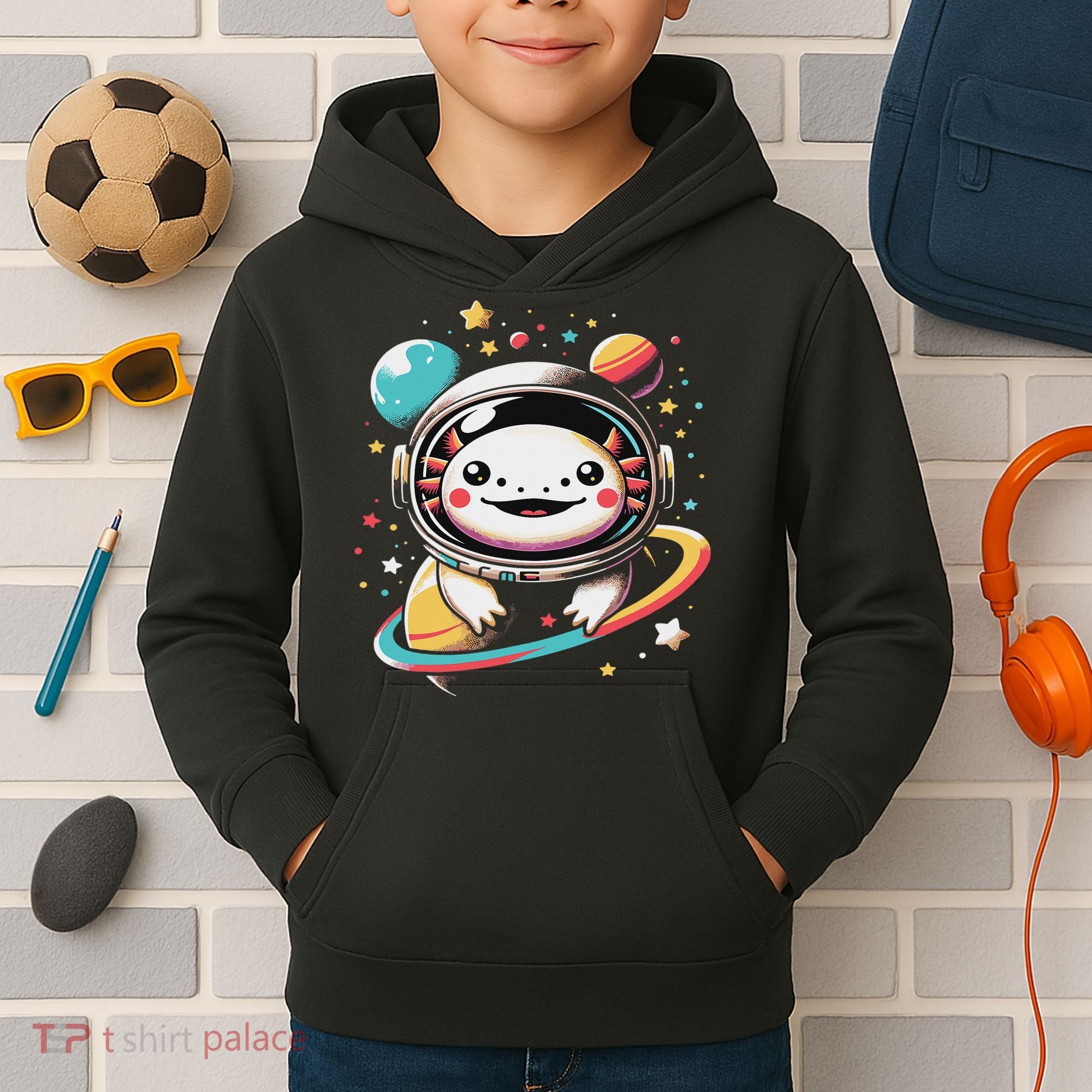 Cute Space Axolotl Kawaii Anime Space Kids Hoodie