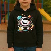 Cute Space Axolotl Kawaii Anime Space Kids Hoodie thumb 3