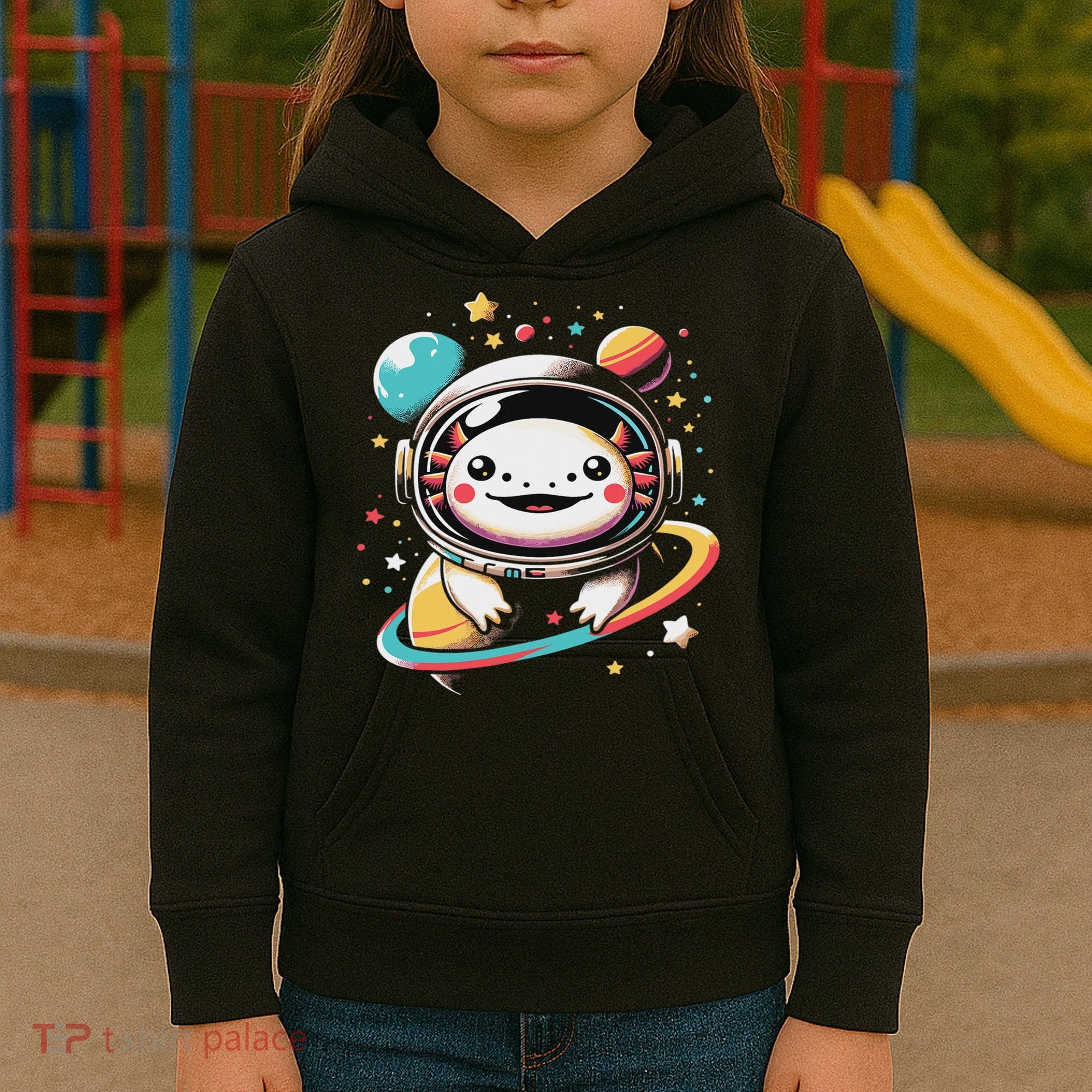 Cute Space Axolotl Kawaii Anime Space Kids Hoodie
