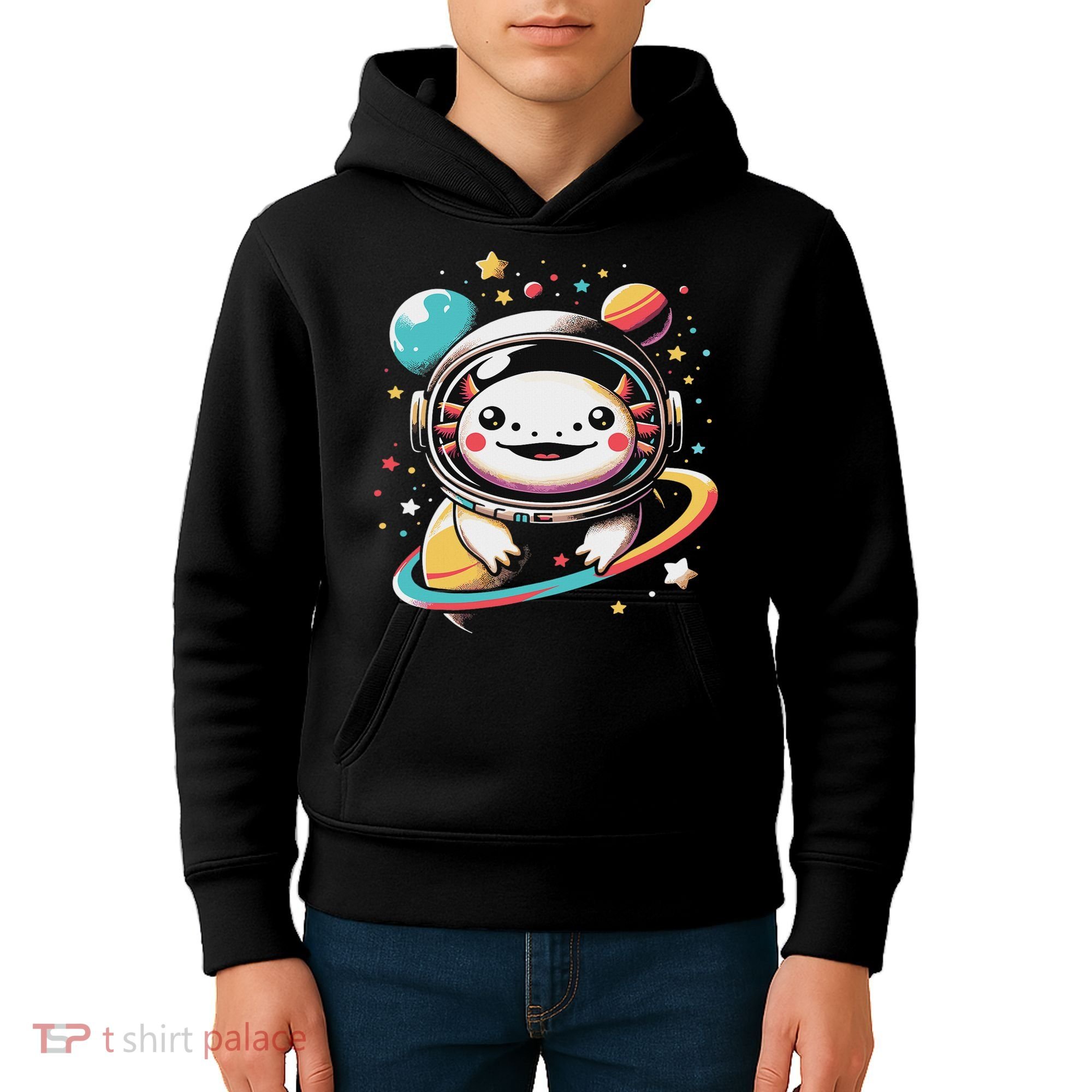 Cute Space Axolotl Kawaii Anime Space Kids Hoodie