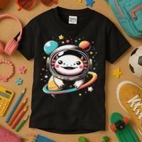 Cute Space Axolotl Kawaii Anime Space Kids T-Shirt thumb 3