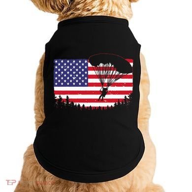 Cool Skydiving Art Wo Skydiver American Flag Skydive  Doggie Tank