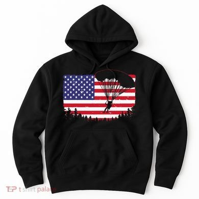 Cool Skydiving Art Wo Skydiver American Flag Skydive  Hoodie
