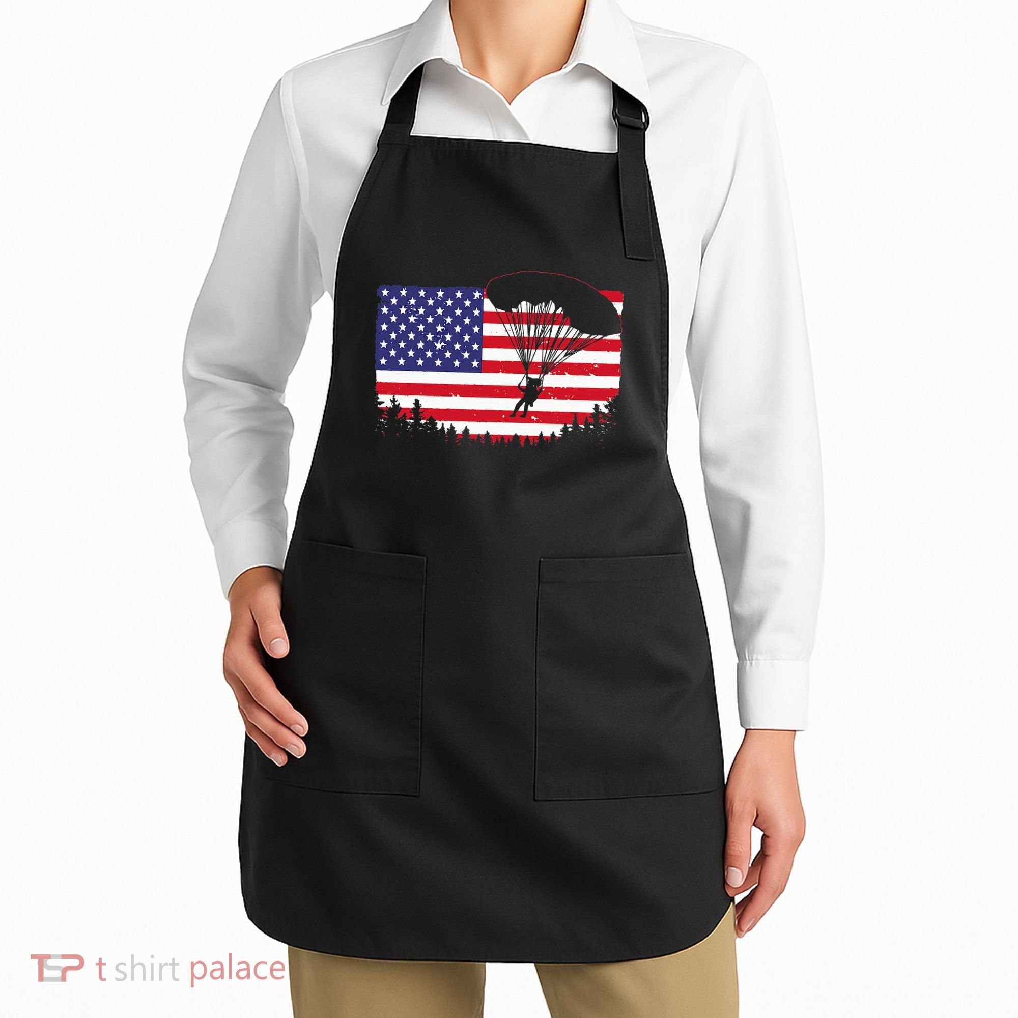Cool Skydiving Art Wo Skydiver American Flag Skydive  Apron