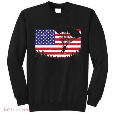 Cool Skydiving Art Wo Skydiver American Flag Skydive  Sweatshirt