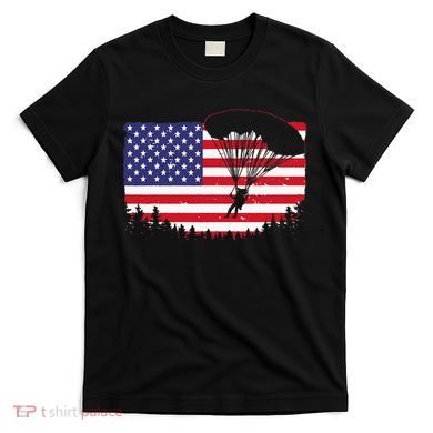 Cool Skydiving Art Wo Skydiver American Flag Skydive  T-Shirt