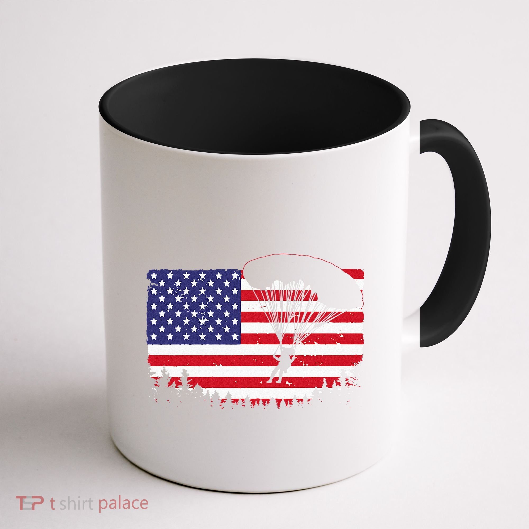 Cool Skydiving Art Wo Skydiver American Flag Skydive  Coffee Mug