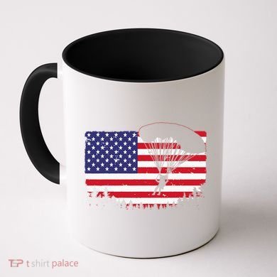 Cool Skydiving Art Wo Skydiver American Flag Skydive  Coffee Mug