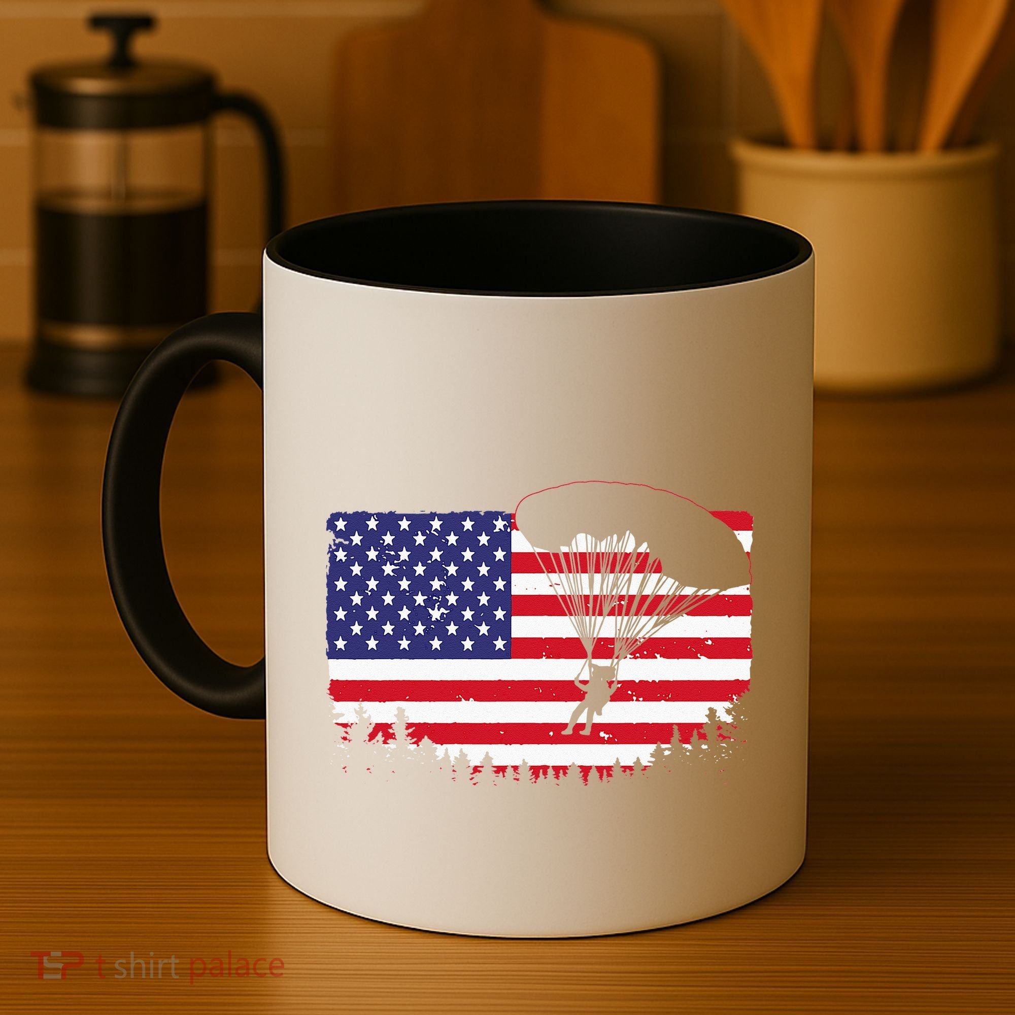 Cool Skydiving Art Wo Skydiver American Flag Skydive  Coffee Mug