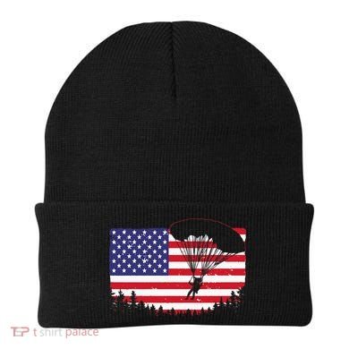 Cool Skydiving Art Wo Skydiver American Flag Skydive  Beanie