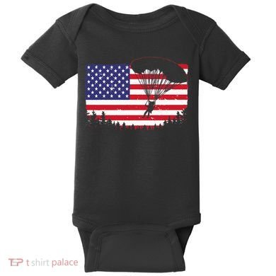 Cool Skydiving Art Wo Skydiver American Flag Skydive  Baby Bodysuit