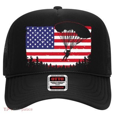 Cool Skydiving Art Wo Skydiver American Flag Skydive  Hat