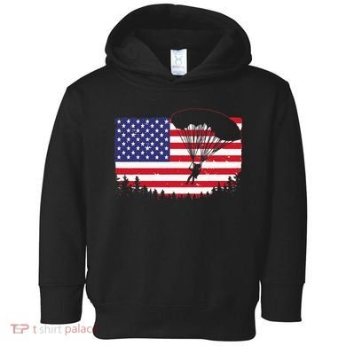 Cool Skydiving Art Wo Skydiver American Flag Skydive  Toddler Hoodie