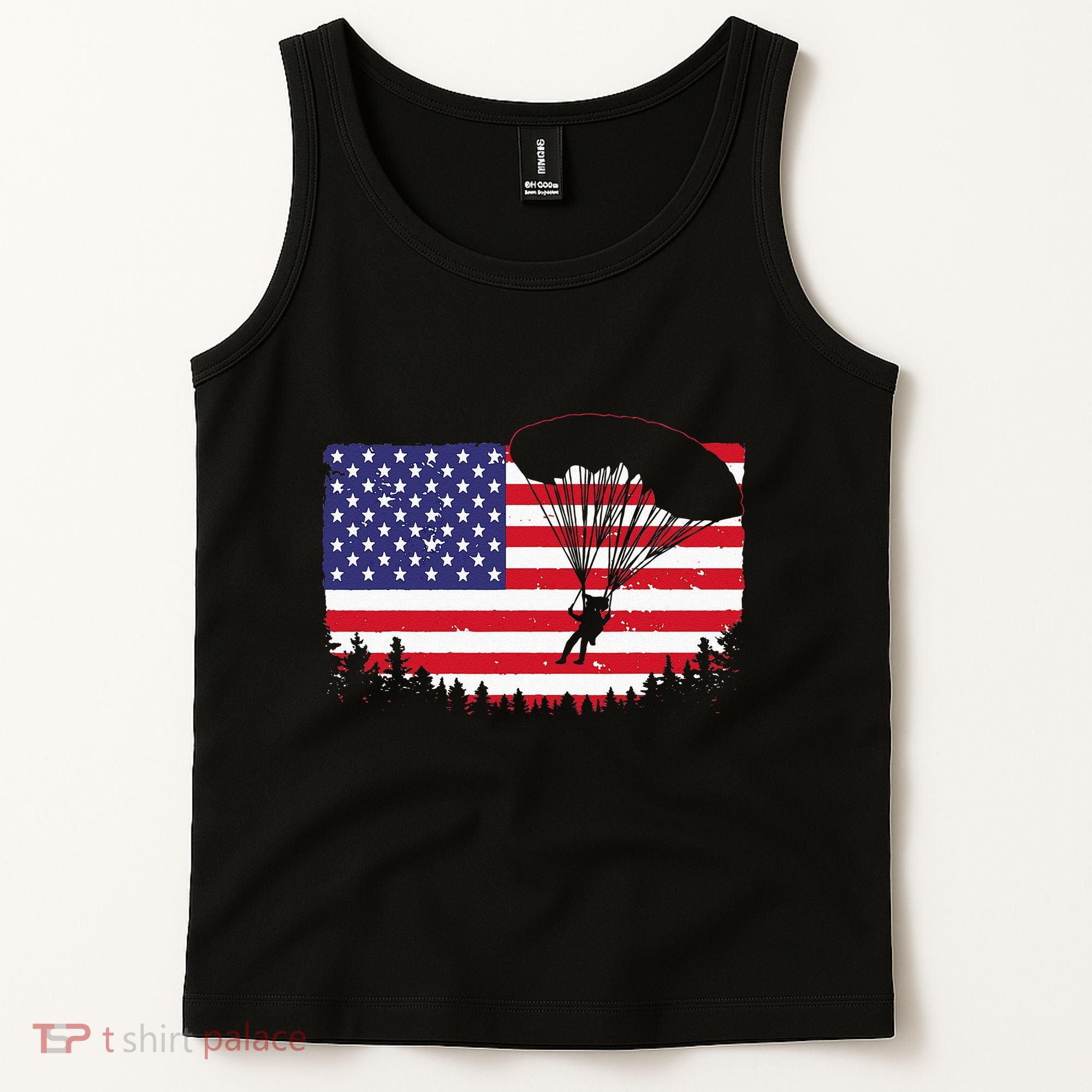 Cool Skydiving Art Wo Skydiver American Flag Skydive  Tank Top