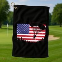 Cool Skydiving Art Wo Skydiver American Flag Skydive  Golf Towel thumb 1