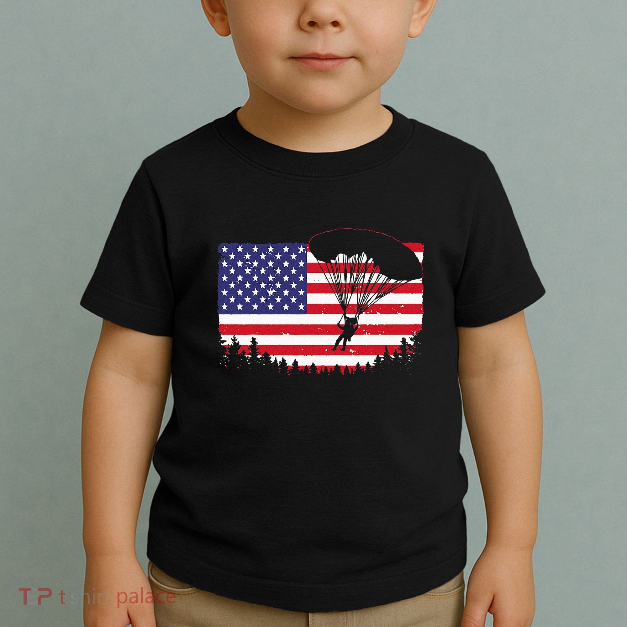 Cool Skydiving Art Wo Skydiver American Flag Skydive  Toddler T-Shirt