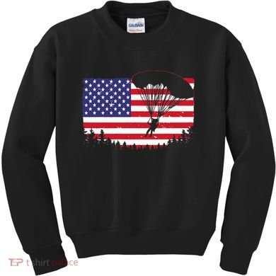 Cool Skydiving Art Wo Skydiver American Flag Skydive  Kids Sweatshirt