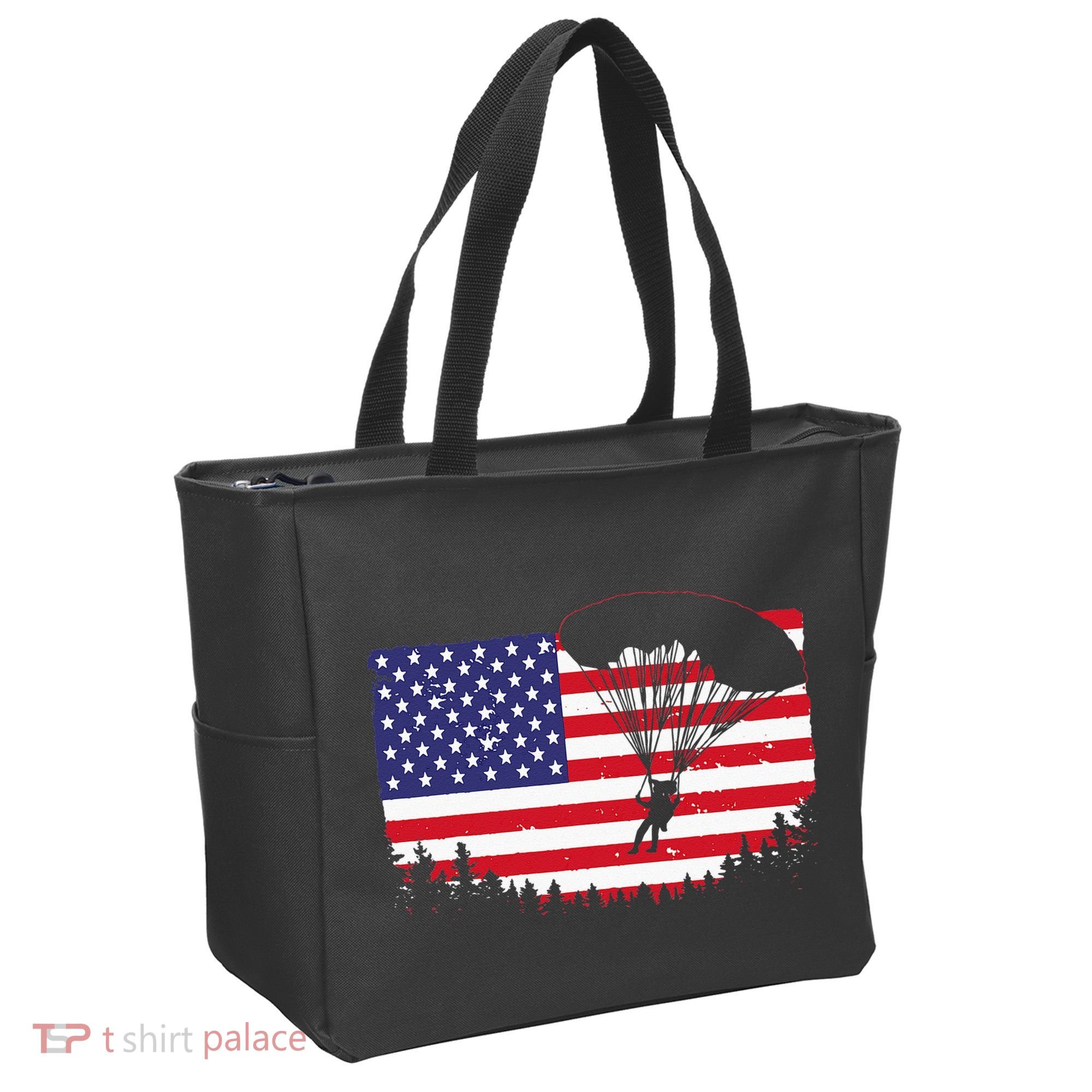 Cool Skydiving Art Wo Skydiver American Flag Skydive  Tote Bag