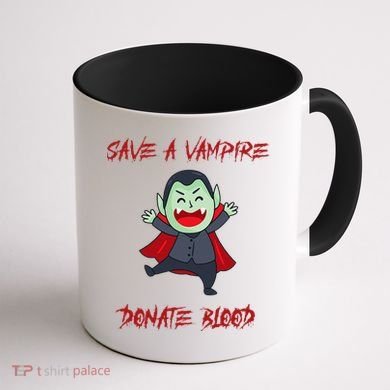 Cute Save A Vampire Donate Blood Vampire Halloween Coffee Mug back