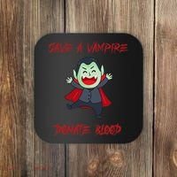 Cute Save A Vampire Donate Blood Vampire Halloween Coaster thumb 0