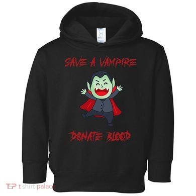 Cute Save A Vampire Donate Blood Vampire Halloween Toddler Hoodie